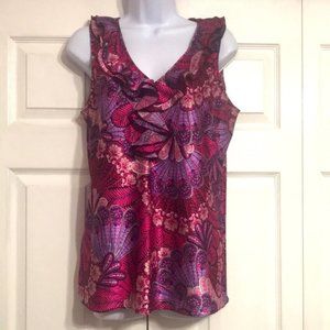 Willi Smith V Neck With Ruffles Sleeveless Top